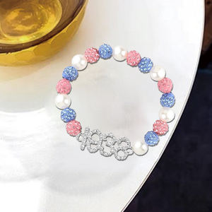 Baby rosa perline di diamanti blu donne lettere sociali SER Jack e Jill membri jjjoa gruppo 1938 braccialetti <span class=keywords><strong>gioielli</strong></span> per le donne regali - Product Image 6