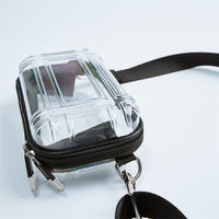 Vente en gros de sac à bandoulière transparent en PVC avec logo personnalisé mini sac de maquillage en forme de valise sac à bandoulière cosmétique transparent