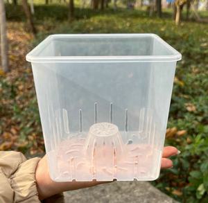 ใหม่สแควร์พลาสติกใสขายส่งดอกไม้กล้วยไม้หม้อกระถางกล้วยไม้ที่มีรูล้างกระถางกล้วยไม้หลุมตะกร้าพลาสติกใส - Product Image 5