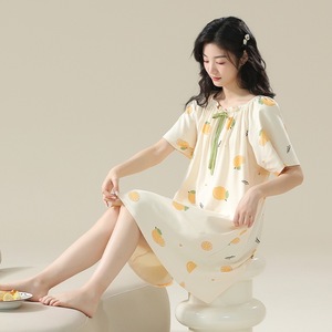 Chemise de nuit en pur coton pour femme Jiao Cai Meng, manches courtes, couleur claire, vêtements de nuit d'été 2025 MLXL2XL3XL4XL - Product Image 2