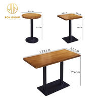 Table carrée personnalisée en chêne massif pour restaurant, café, bistro, hôtel, mobilier commercial de restauration rapide en métal et bois