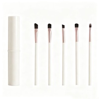 Ensemble de 5 pinceaux de maquillage pour les yeux personnalisés avec étiquette privée, pinceaux pour les yeux, les sourcils et le liner, avec étui cylindrique