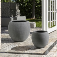 Pots à fleurs en béton modernes pour l'extérieur, jardinières de jardin au design minimaliste, style circulaire gris pour plantes vertes