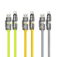 Cable USB C 4 en 1 con Carga Rápida de 240W |   USB C a C y USB A a C |   Silicona más gruesa, 4 colores, 3.3 pies/1 m