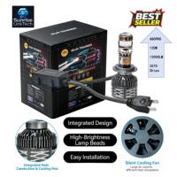 Phares LED de voiture SunRise A80PRO H13 12V 120W 12000LM 6500K IP67 Étanche Nouvelle Haute Luminosité Plug and Play Adaptation Universelle