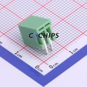 XY2500R-T-2.5-2P Plug-in Terminal Block Bent Lead Through Hole,P=2.5mm Connector Board-to-Board / Socket Closed 1x2P 2.5mm Green - Product Image 2