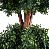 3 Arbres Bonsaïs en Boule de Buxus Artificiels Verts Résistants aux UV, Plantes en Plastique d'Extérieur, Fausses Plantes de Cèdre, 145 cm