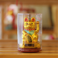 Chat porte-bonheur japonais de 3 pouces, modèle solaire Feng Shui, chat de la fortune qui agite la patte, ornement en céramique émaillée, décoration animale pour la maison et le magasin