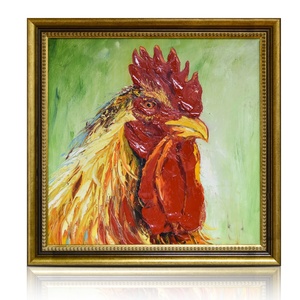 Portrait d'animal de ferme <span class=keywords><strong>coq</strong></span> de poulet arc-en-ciel contemporain peint <span class=keywords><strong>à</strong></span> la main <span class=keywords><strong>peinture</strong></span> <span class=keywords><strong>à</strong></span> <span class=keywords><strong>l</strong></span>'<span class=keywords><strong>huile</strong></span> - Product Image 6