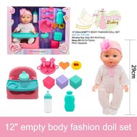 Adorable poupée en plastique souple de 12 pouces avec chaise haute et ensemble de vaisselle pour les jeux de simulation et de rôle pour enfants