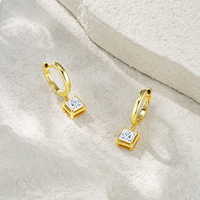 Boucles d'oreilles pendantes en argent sterling 925 avec moissanite taille princesse pour femme, couleur D, moissanite VVS1, boucles d'oreilles à breloques en diamant