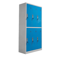 Casier de vestiaire de gym JSX L-04 bleu à 6 portes en acier robuste, épaisseur 0,5-1,0 mm, écologique, durable, avec serrure à clé, structure assemblée