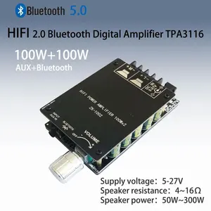 ZK-1002 블루투스 앰프 보드 듀얼 TPA3116D2 칩 100WX2 고출력 디지털 스테레오 오디오 앰프 ZK-1002