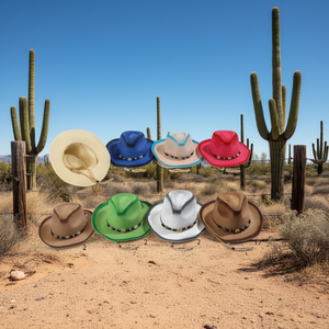 Sombrero Vaquero Tejido de Papel Pintado con Decoración de Conchas - Product Image 3