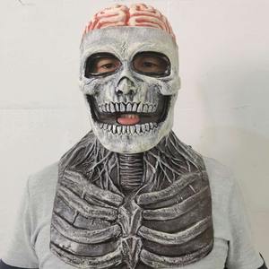 Parti malzemeleri gerçekçi yetişkinler İnsan İskeleti Cosplay korku kanlı zombi parti lateks kostüm cadılar bayramı SkullMask - Product Image 2
