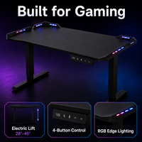 Mesa de Juego Eléctrica de Doble Motor de Alta Resistencia, Escritorio Moderno Ajustable con Luces LED y RGB, Mesa de Juego para eSports para Gamers de PC