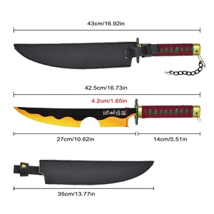 Épée Nichirin Demon Slayer en acier inoxydable de 43 cm, pas cher, <span class=keywords><strong>Tengen</strong></span> Uzui, décoration artisanale, ensemble de deux katanas avec fourreau en cuir PU - Product Image 2