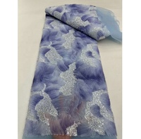 Promotion : Tissu en dentelle de luxe français brodé de perles blanches pour robe de mariée africaine nigériane violette