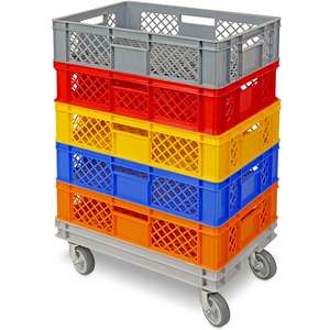 Capacidad de carga 100 Kg ruedas de goma gris caja de rodillos carro de transporte Carro con 4 ruedas para contenedor Euro de 600x400mm - Product Image 2