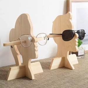 Wooden Eyeglasses Stand Head Shape Display <b>Rack</b> Solid Wood Double Layer Desktop Storage For Men Women Sunglasses Frames - Product Image 1