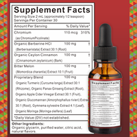 Gouttes liquides OEM de Berbérine, Cannelle de Ceylan, Extrait de Melon Amer, Glucomannane, Gymnema, Chrome, Curcuma, Panax Ginseng, Moringa