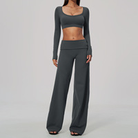 Ensemble de fitness - Vêtements de sport décontractés à col en V, coupe ajustée, respirants, séchage rapide, taille haute, pour activités de plein air et course à pied -4