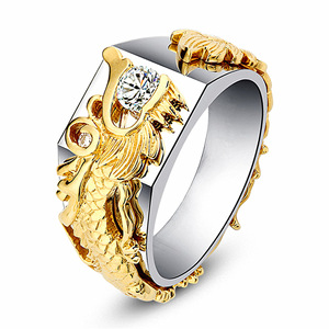 Retro S925 plateado dragón anillo Feng Shui valientes tropas riqueza suerte tallado abierto Ajustable anillos joyería para Mujeres Hombres - Product Image 1