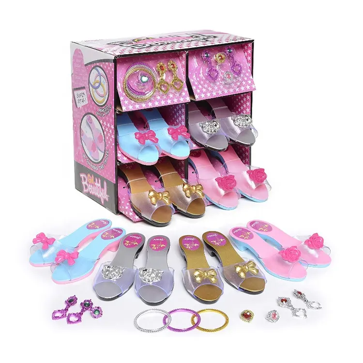 Princess Dress Up & Play Shoe and Jewelry Boutique Includes 4 Pairs of Shoes + Fashion Accessories