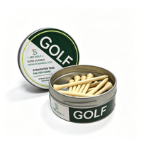 Tees de golf en bambou personnalisés avec logo, 70 mm, tees de golf en bois naturel, plusieurs couleurs, boîte en métal, pour l'entraînement en intérieur et en extérieur