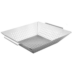 Cesta de parrilla cuadrada de acero inoxidable con diseño perforado para cocinar verduras, hornear, barbacoa, fácil de limpiar, uso en exteriores - Product Image 1