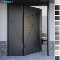 Portes de sécurité extérieures en aluminium moulé de haute qualité pour la maison Porte pivotante extérieure d'entrée en métal avec panneau latéral