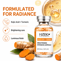 Ampoule éclaircissante au curcuma et à l'acide kojique 30 ml en gros, fabricant OEM sous marque privée, correcteur de taches brunes