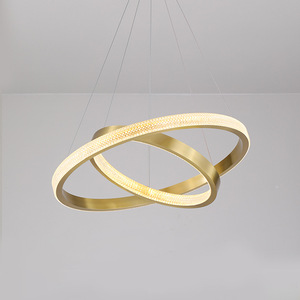 Gold Ring <b>Chandelier</b> LED Pendant <b>Light</b> E26 Warm White 3500K Adjustable Height Stainless Steel Living Room Ceiling Lamp CRI90 - Product Image 4