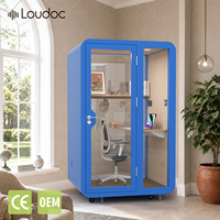 Cabine de travail silencieuse insonorisée en alliage d'aluminium, modulaire, avec éclairage LED, pour une personne, bureau à domicile