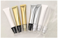 Tubes de crème pour les yeux vides à pompe sans air, 10ml, 15ml, 20ml, en aluminium/plastique rose mat, emballage en gros pour marque privée