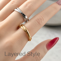 Bague double en acier inoxydable plaqué or 18 carats, or rose, rotative, verrouillable, tendance, luxueuse, hypoallergénique, certifiée pour femmes
