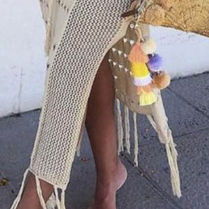 ชุดว่ายน้ำสองชิ้นแบบซีทรู TW9204410 ผ้าตาข่ายโปร่ง ไซส์พลัส ชุดคลุมอาบน้ำถักโครเชต์สำหรับผู้หญิง ชุดคลุมชายหาด - Product Image 4