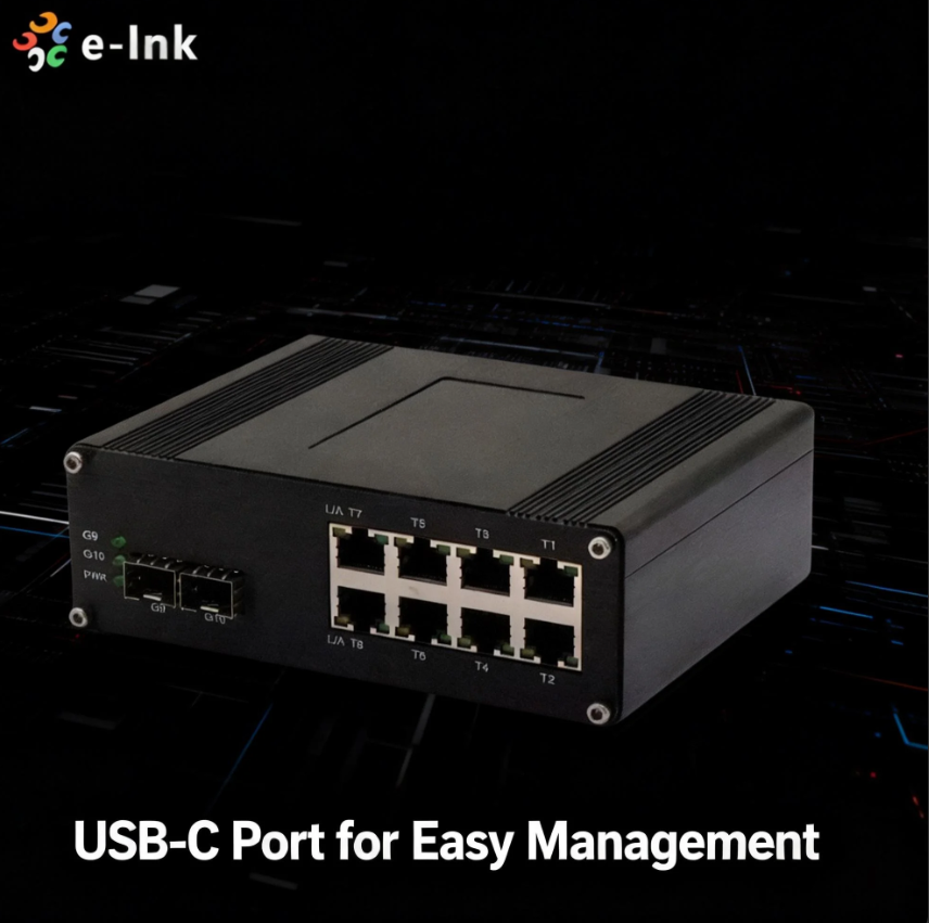 Rugged Industrial Managed Managed Switch 8-Port 2.5G 2-Port Multi-Rate SFP+ IP40 Metal USB-C Management