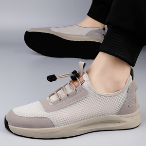 Chaussures de course minimalistes pour hommes, baskets de marche et de jogging à enfiler ou à <span class=keywords><strong>lacets</strong></span>, en cuir, tissu maillé, maille respirante, ajourées, pour l'extérieur - Product Image 6