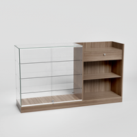 Comptoir de caisse 2-en-1 en verre, vitrine avec étagères réglables en verre trempé, porte coulissante en verre, armoire de présentation en bois – Vente en gros