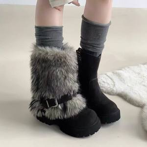 Nouvelles Bottes de Neige Hiver 2026 pour Femme, Doublées en Fausse Fourrure, Épaisses, Semelle Extérieure en Caoutchouc, Semelle Épaisse, Rehaussant la Taille, Bottines Chaudes - Product Image 3