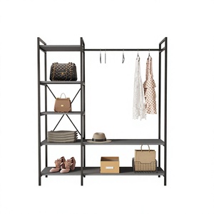 Closet Organizer with Garment <b>Rack</b> and Storage Shelves <b>Clothing</b> <b>Rack</b> with Shelves and Metal Frame Wardrobe - Product Image 1