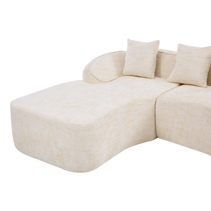 Canapé d'angle moderne en L deux places, rembourré en tissu, écologique, avec accoudoirs incurvés et dossier coussin, dossier rigide, pour salon - Product Image 4