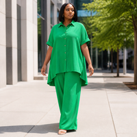Ensemble assorti personnalisé décontracté pour l'été : haut sans manches respirant et pantalon ample taille haute à jambes larges, tenue 2 pièces pour femme
