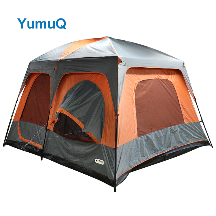 YumuQ Air Canvas Big Black Dome Doble capa Familia 8 personas Tienda impermeable Lujo Camping al aire libre