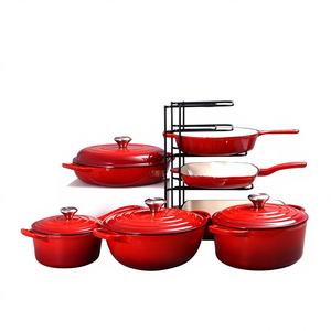 Ensemble de casseroles en émail 7 pièces avec couvercle, faitout extra large, marmite à fruits de mer, casserole à lait, casserole à steak <span class=keywords><strong>rayée</strong></span>, poêle multi-usage, marmite pour maman - Product Image 1