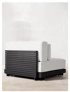 Chaise longue extérieure en <span class=keywords><strong>aluminium</strong></span> chère cadre de plage noir foncé meubles modernes de Style <span class=keywords><strong>gris</strong></span> lit de jour personnalisé - Product Image 4