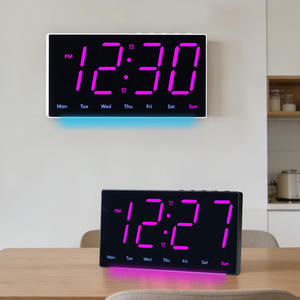 Horloge murale numérique à grand écran LED avec lumière ambiante, alarme, affichage de l'heure, <span class=keywords><strong>calendrier</strong></span> hebdomadaire, fonction snooze et rétroéclairage pour la maison, le bureau, la chambre et le jardin - Product Image 6