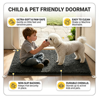 Ultra-Soft 3cm Thick Chenille High-Density Absorbent Microfiber, Durable TPR Backing Machine Washable Entryway Mat for Pets Kids