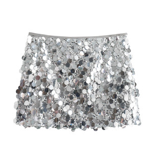 Minigonna 2025 donna a vita alta argento <span class=keywords><strong>con</strong></span> paillettes elegante <span class=keywords><strong>gonna</strong></span> corta Casual traspirante <span class=keywords><strong>con</strong></span> Glitter lucido per la moda autunnale - Product Image 2